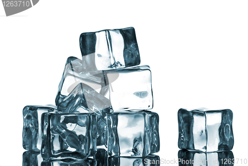 Image of ice cubes with water drops isolated on white