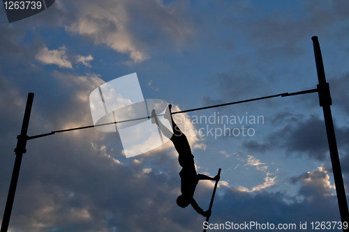 Image of Silhouette of a pole vaulter