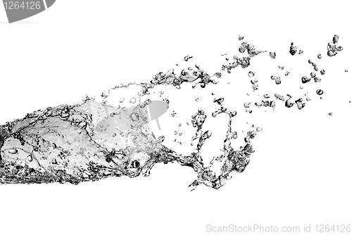 Image of water splash with bubbles isolated on white