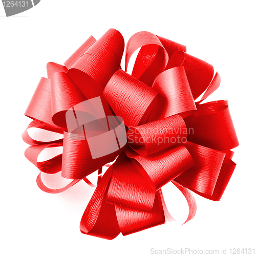 Image of Red bow from ribbon isolated on white