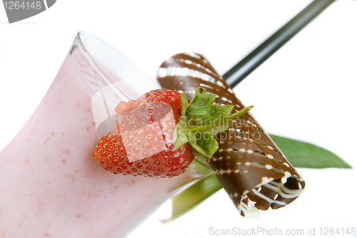 Image of strawberry milkshake isolated on white