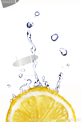 Image of fresh water drops on lemon isolated on white