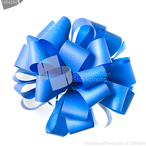 Image of Blue bow from ribbon isolated on white