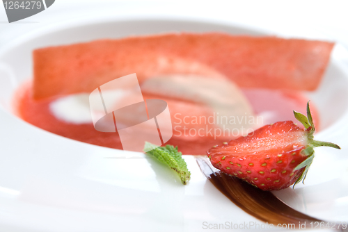 Image of strawberry dessert on the plate