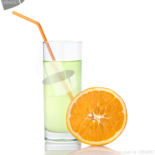 Image of lime juice with orange isolated on white