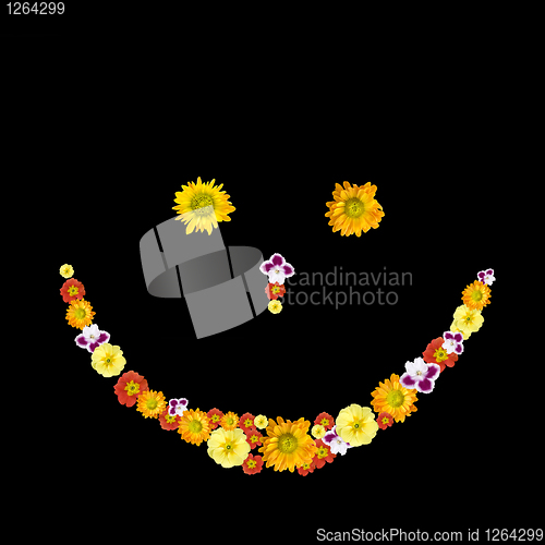 Image of decorative smile symbol from color flowers