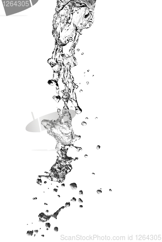 Image of water splash with bubbles isolated on white