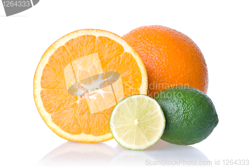 Image of orange and lime isolated on white