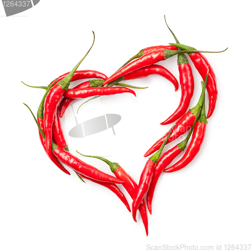 Image of heart of chili pepper isolated on white 