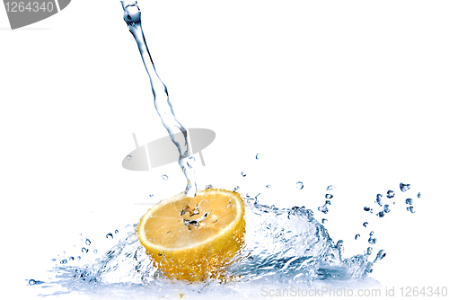 Image of fresh water drops on lemon isolated on white
