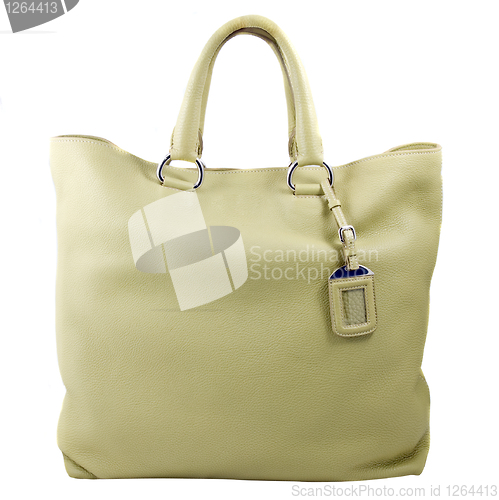 Image of luxury green leather female bag isolated on white