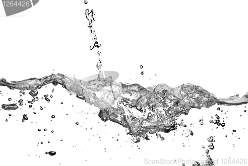 Image of water splash with bubbles isolated on white