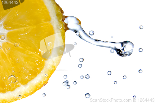 Image of fresh water drops on lemon isolated on white