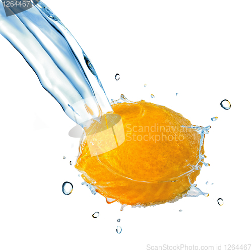 Image of fresh water splash on lemon isolated on white