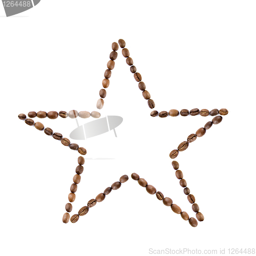 Image of star from coffee beans isolated on white