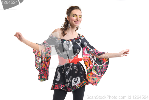 Image of Beautiful young woman on white
