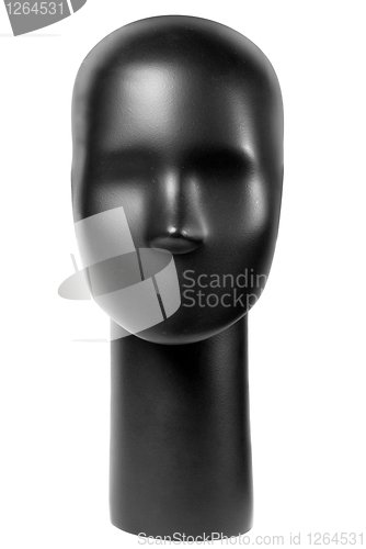 Image of black head of mannequin isolated on white