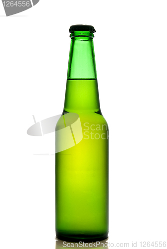 Image of Green beer bottle isolated on white