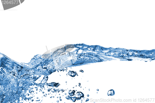 Image of water splash with bubbles isolated on white