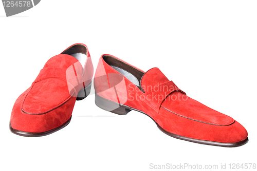 Image of red male leather shoes isolated on white