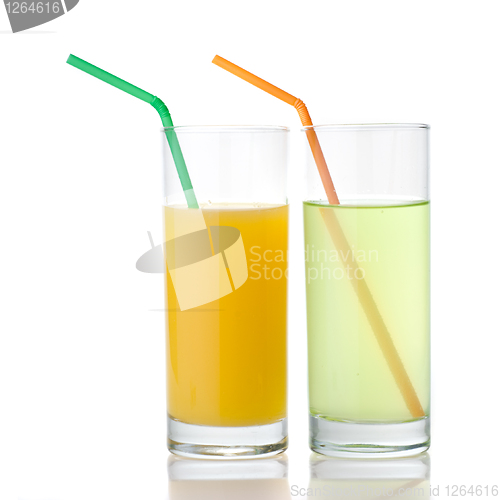 Image of lime and orange juice isolated on white