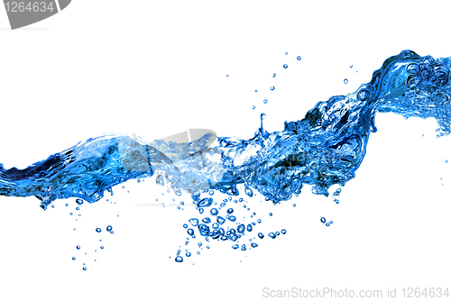 Image of water splash with bubbles isolated on white