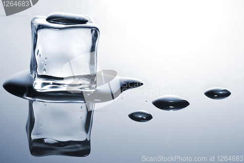 Image of ice cube with water drops