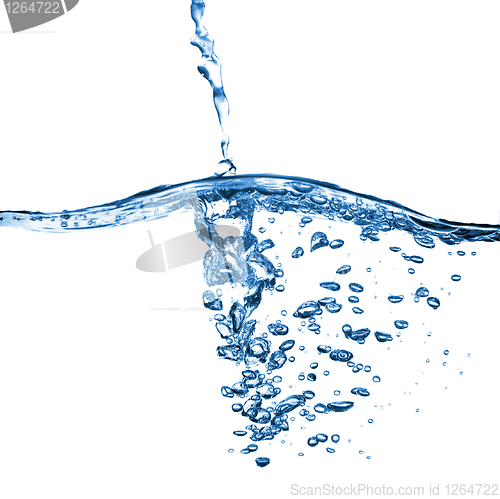 Image of water splash with bubbles isolated on white