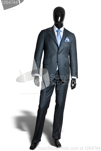 Image of business dark grey suite on mannequin isolated on white