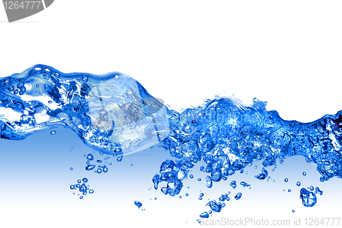 Image of water splash with bubbles isolated on white