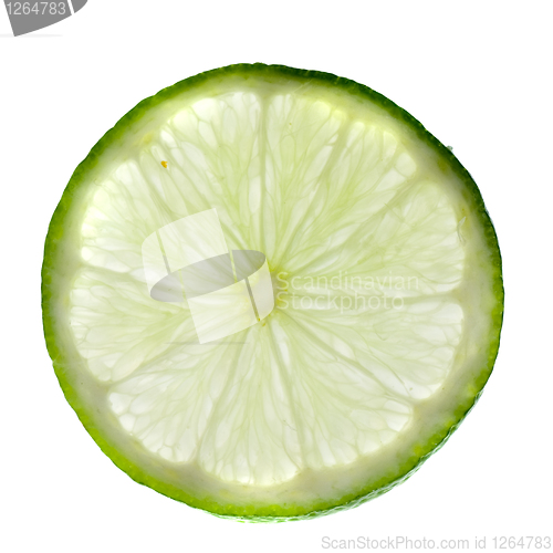 Image of Green lime with slice isolated on white