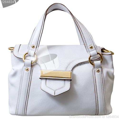 Image of luxury white leather female bag isolated on white