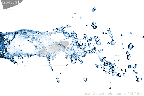 Image of water splash with bubbles isolated on white