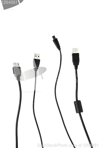 Image of Various usb cable isolated on white