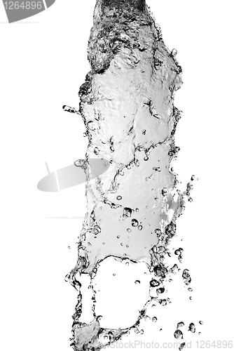 Image of water splash with bubbles isolated on white