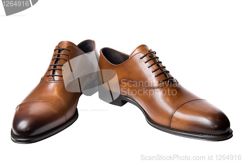 Image of classic brown male leather shoes isolated on white