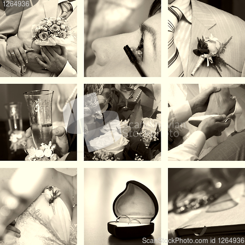 Image of wedding photos set in sepia