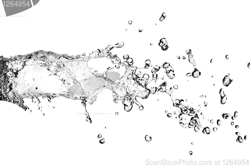 Image of water splash with bubbles isolated on white