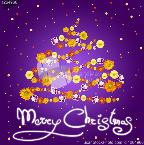 Image of Christmas greeting card with flowers