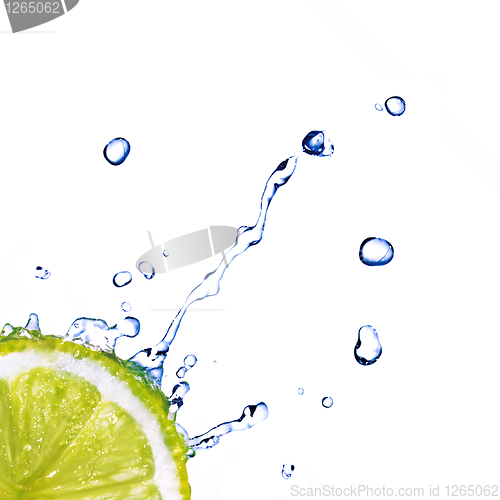 Image of fresh water drops on lime isolated on white