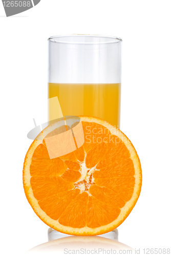 Image of orange juice and orange isolated on white