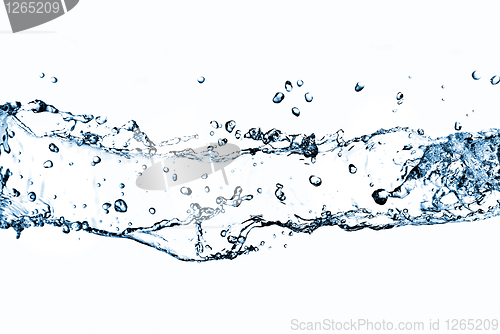 Image of water splash with bubbles isolated on white