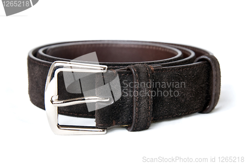 Image of dark brown leather belt isolated on white