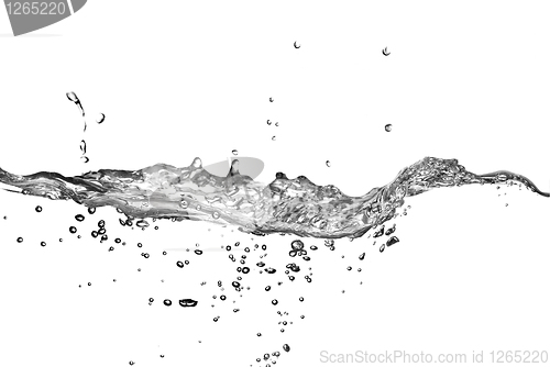 Image of water splash with bubbles isolated on white