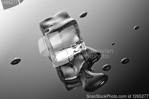 Image of ice cube with water drops