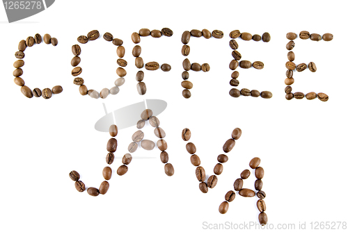 Image of coffee and java words from coffee isolated on white