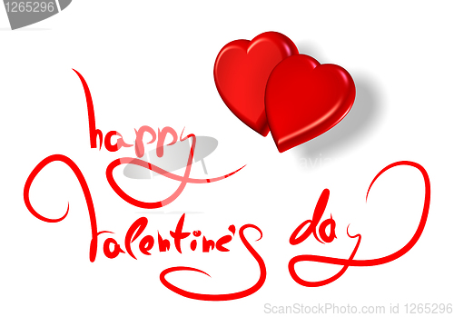Image of greetings for valentine's day and red hearts isolated on white