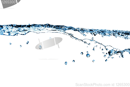 Image of water splash with bubbles isolated on white
