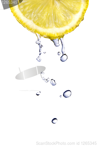 Image of fresh water drops on lemon isolated on white