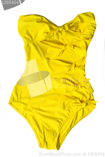 Image of yellow woman swimming suit isolated on white